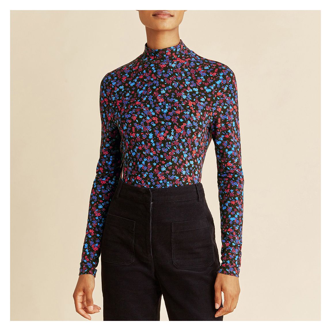 Multi Celia Floral Jersey Funnel Neck Top main product photo