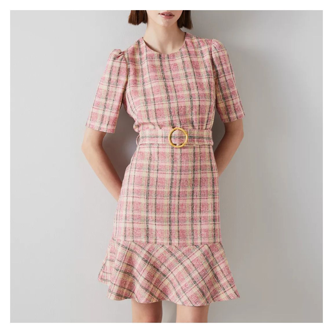 Pink Eliza Check Cotton Dress main product photo