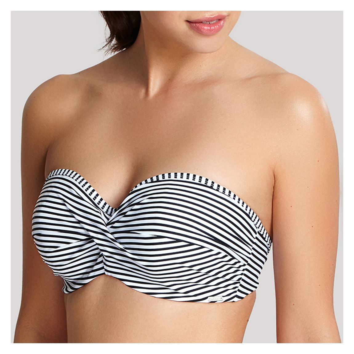 Black & White Anya Stripe Bandeau Bikini Top main product photo