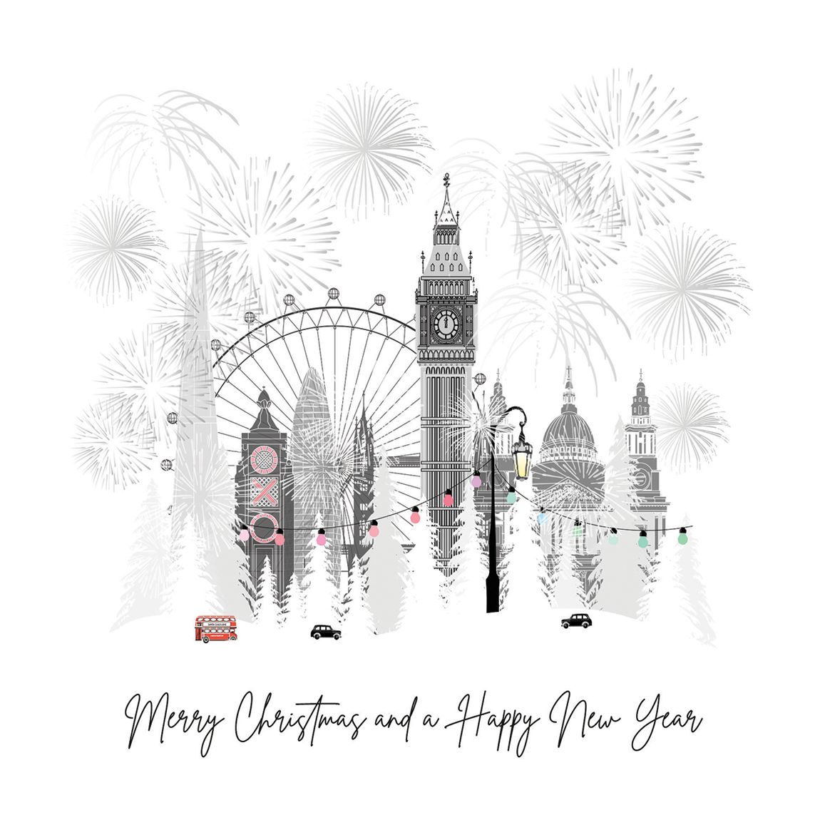 Pack of 12 London Fireworks Christmas Cards main product photo