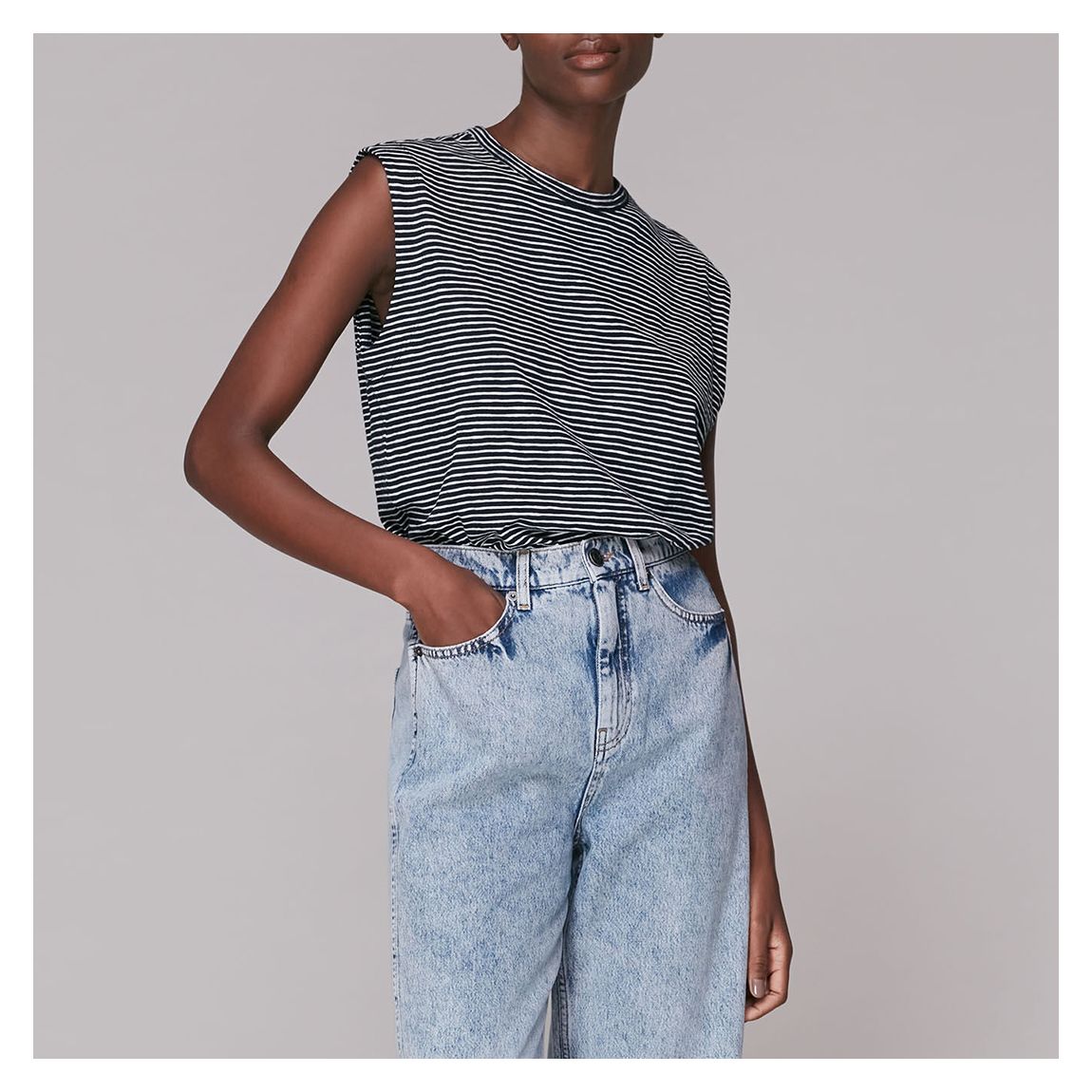 Navy Stripe Cotton Vest Top main product photo