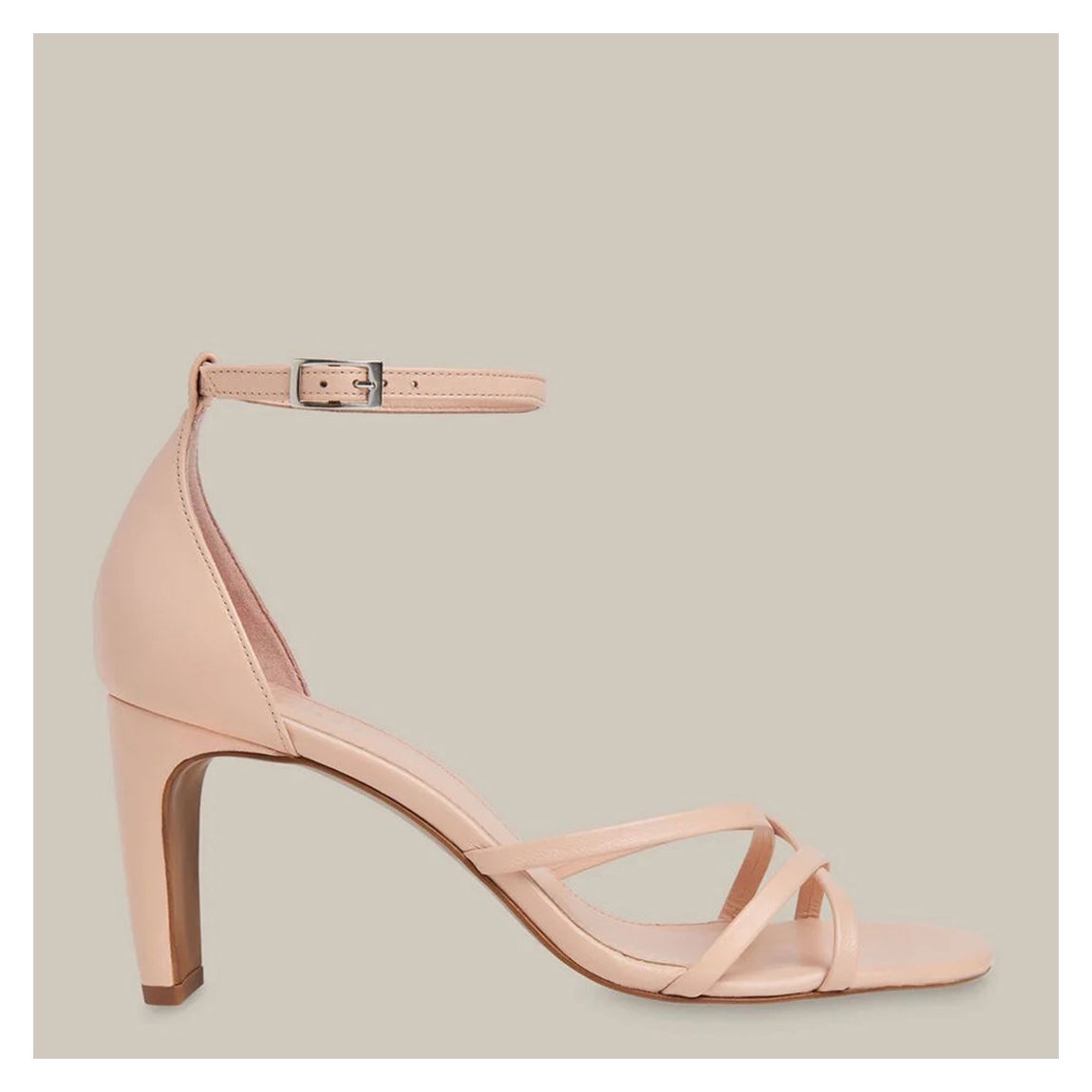 Pink Hallie Strappy Heeled Leather Sandals main product photo