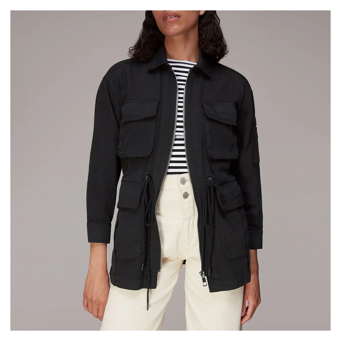 Black Carly Cargo Military Jacket main product photo