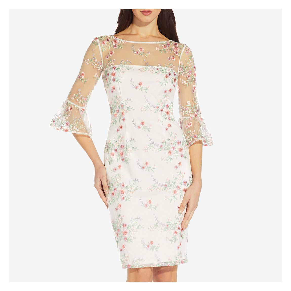 Pink Embroidered Bell Sleeve Dress main product photo