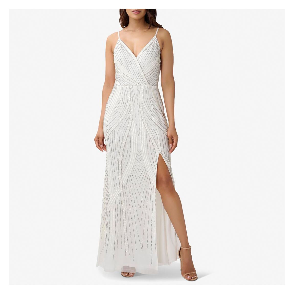 White Beaded Strappy Maxi Dress main product photo