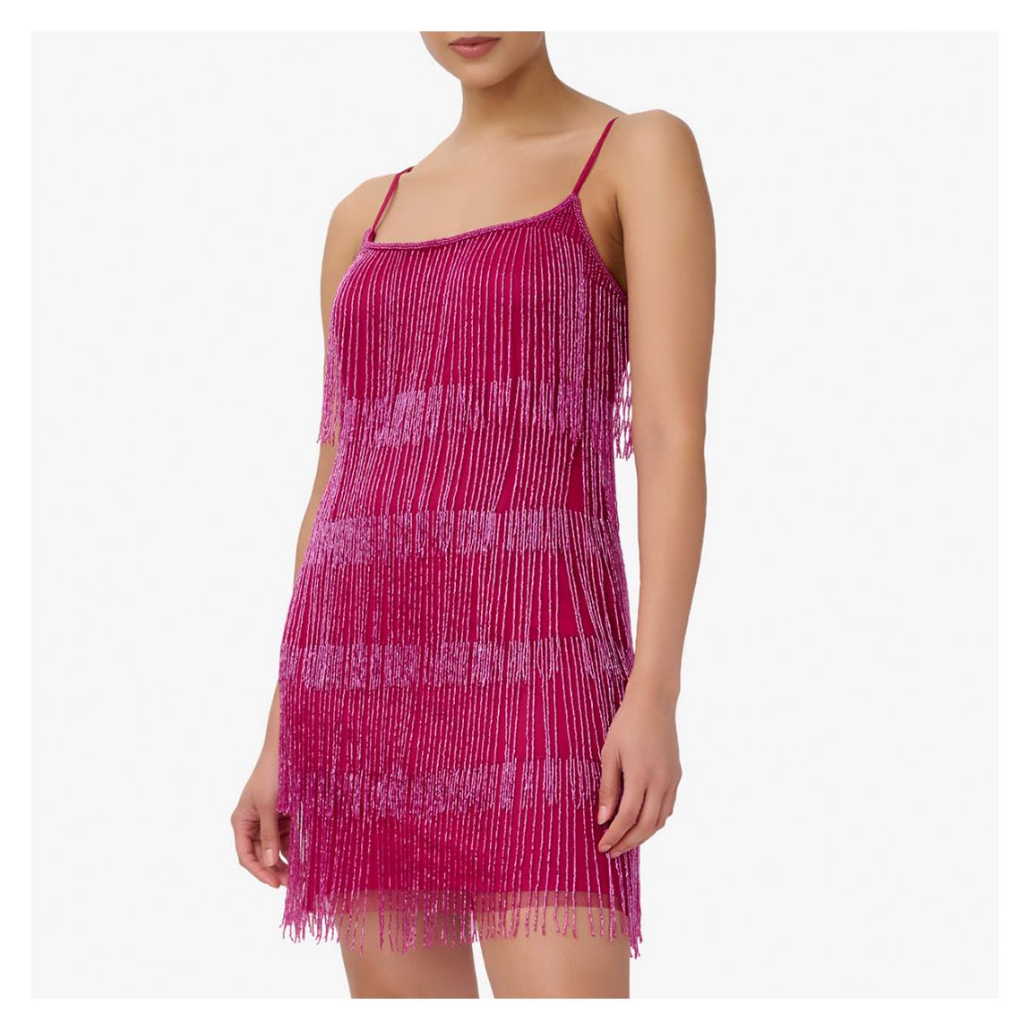 Pink Beaded Fringe Mini Dress main product photo