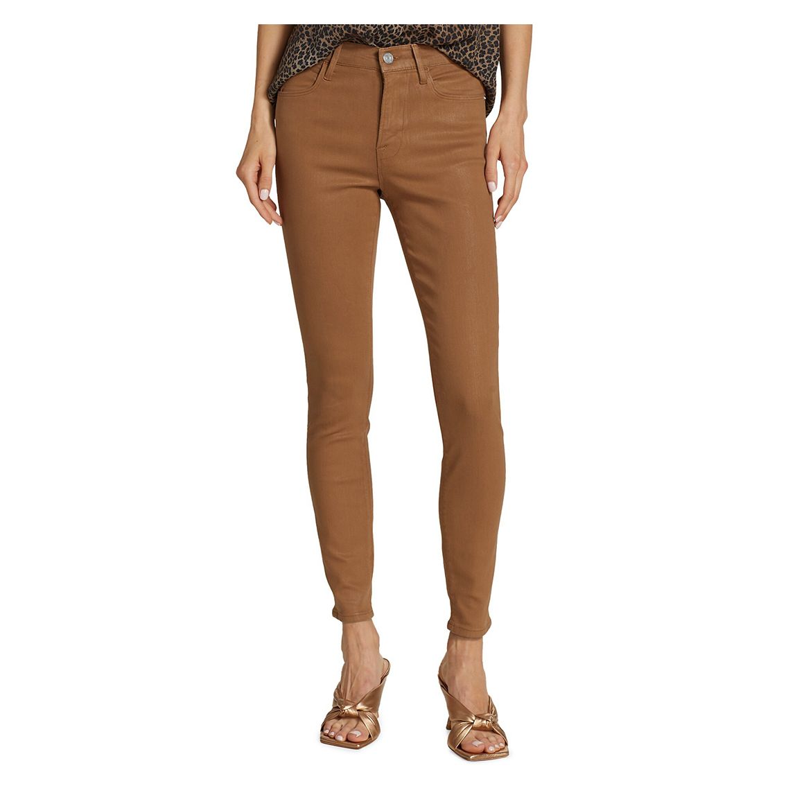 Brown Le High Skinny Coated Stretch Jeans main product photo