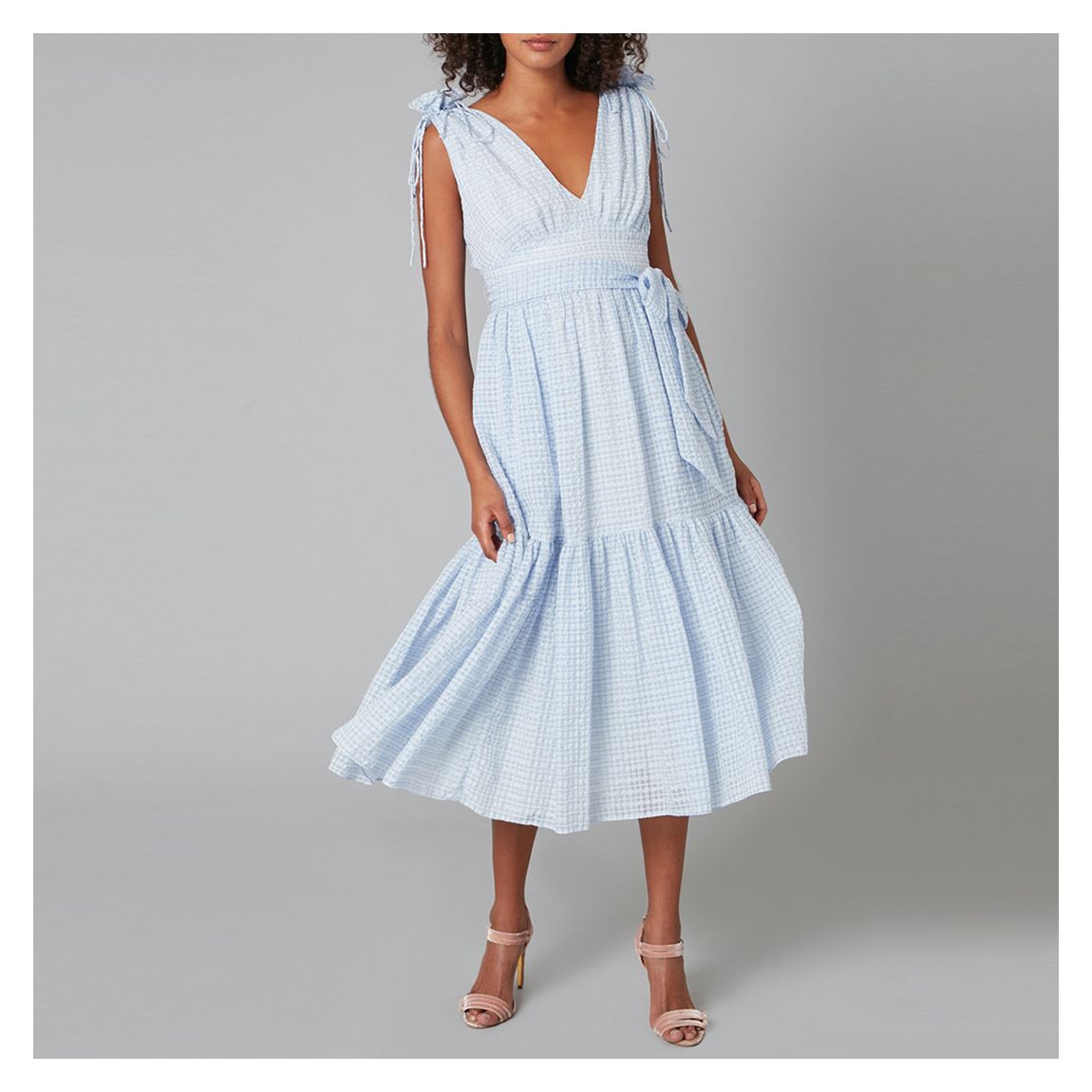 Blue Ossie Cotton Blend Midi Dress main product photo