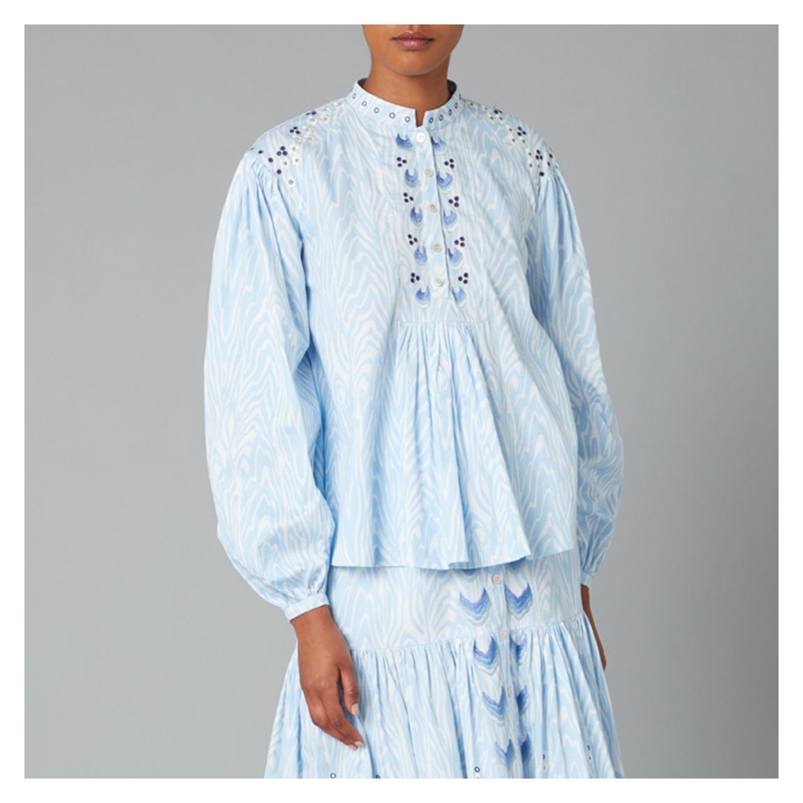 Blue Valerie Print Cotton Top main product photo