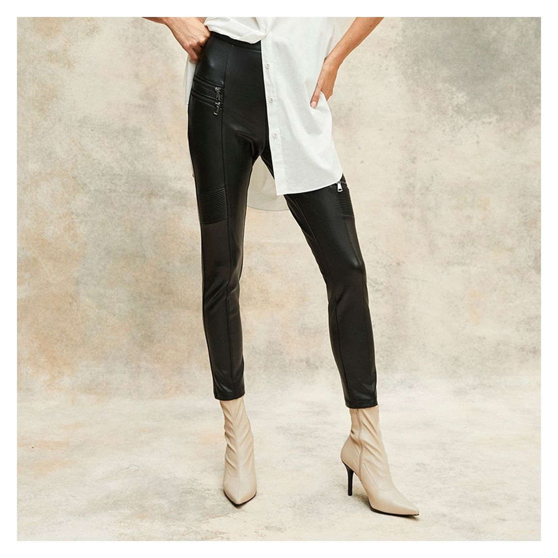 Black Faux Leather Biker Leggings main product photo