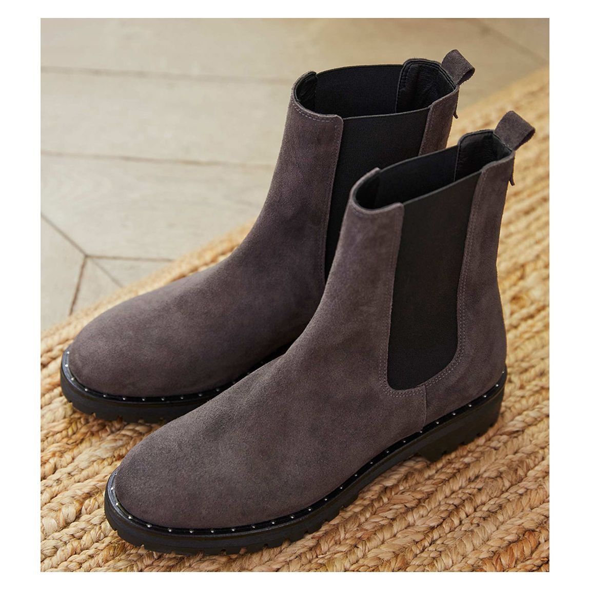 Light Grey Greta Leather Boots main product photo
