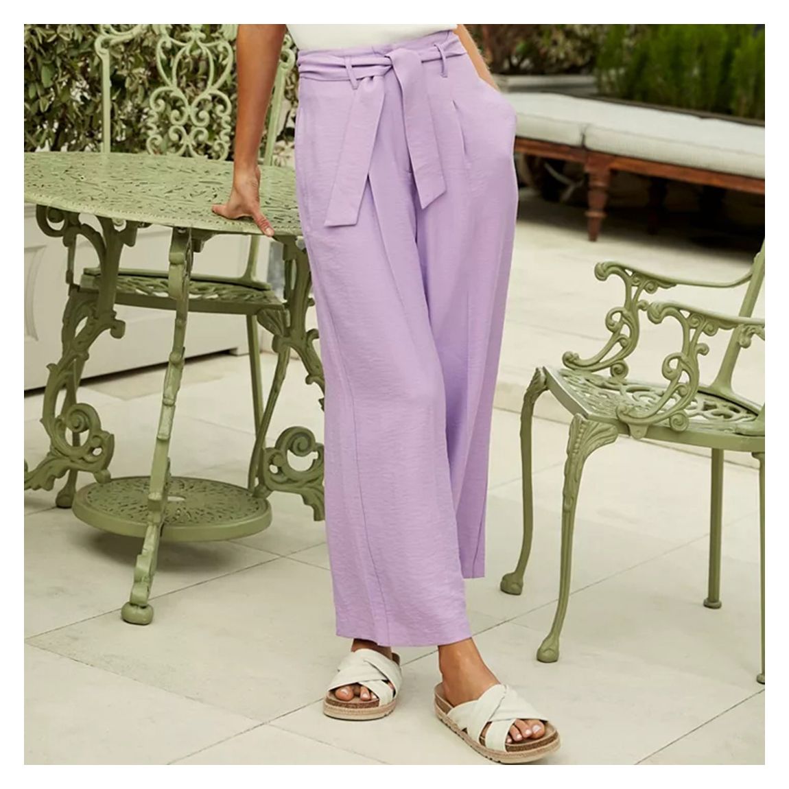 Purple Lilac Belted Wide Trousers main product photo