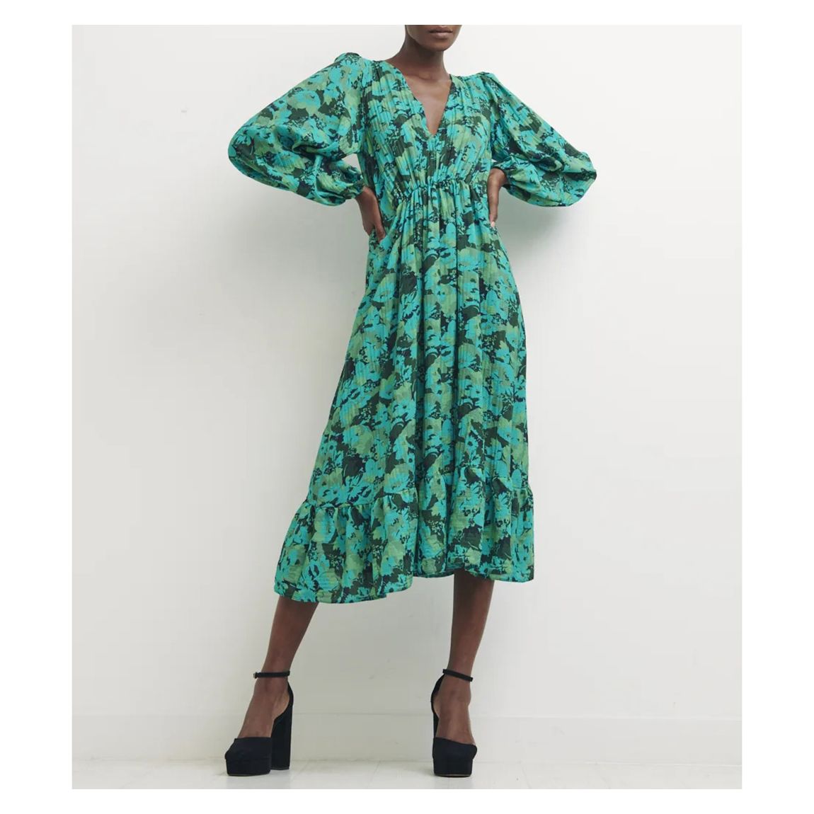 Green Ammie Floral Midi Dress main product photo