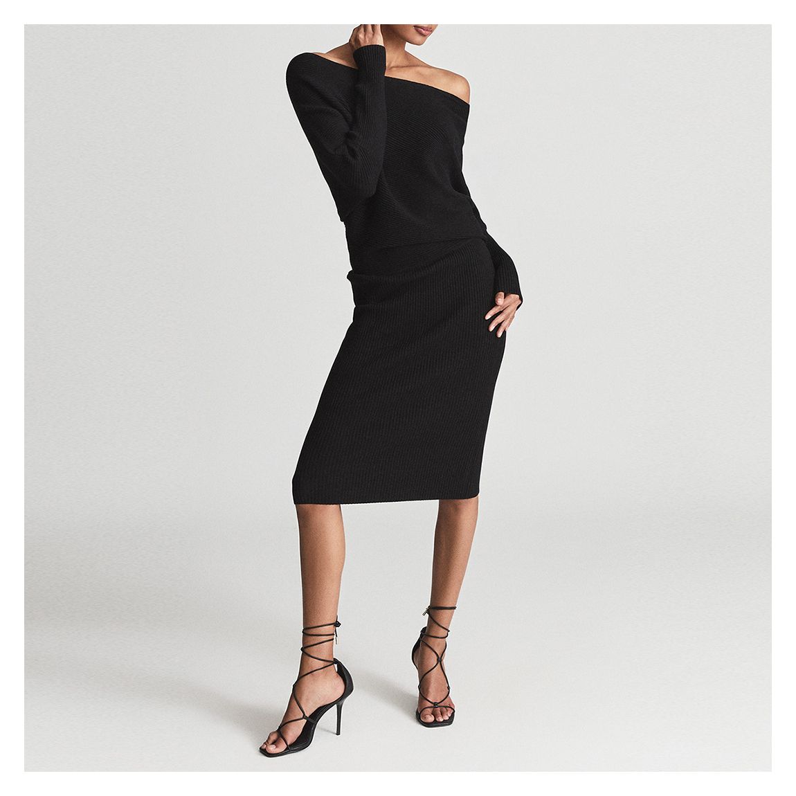 Black Lara Draped Bodycon Dress main product photo