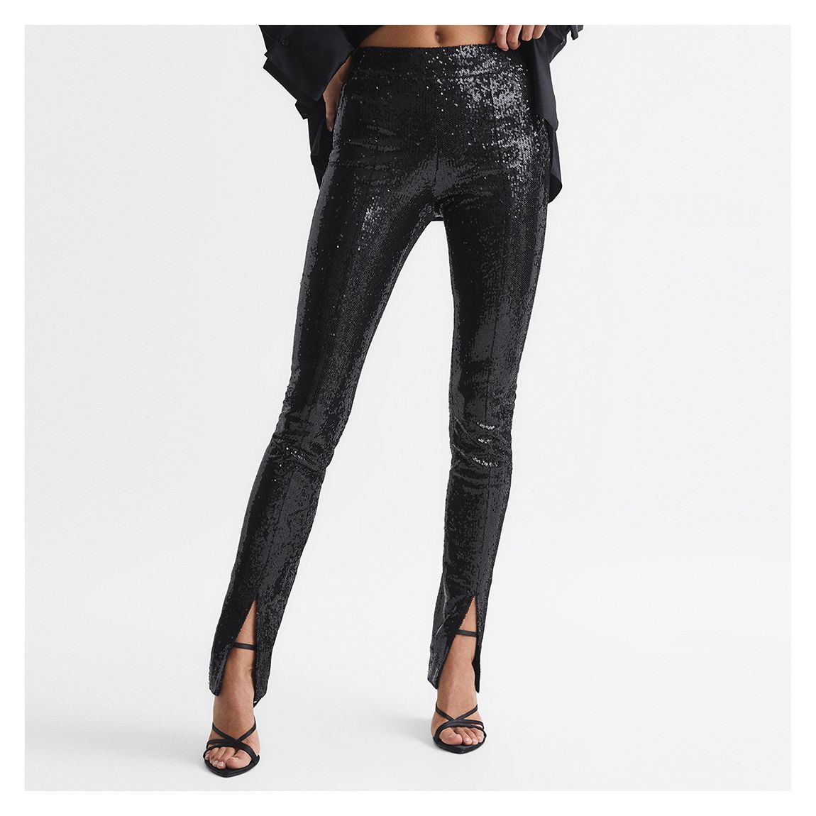Black Jemima Sequin Split Trousers main product photo
