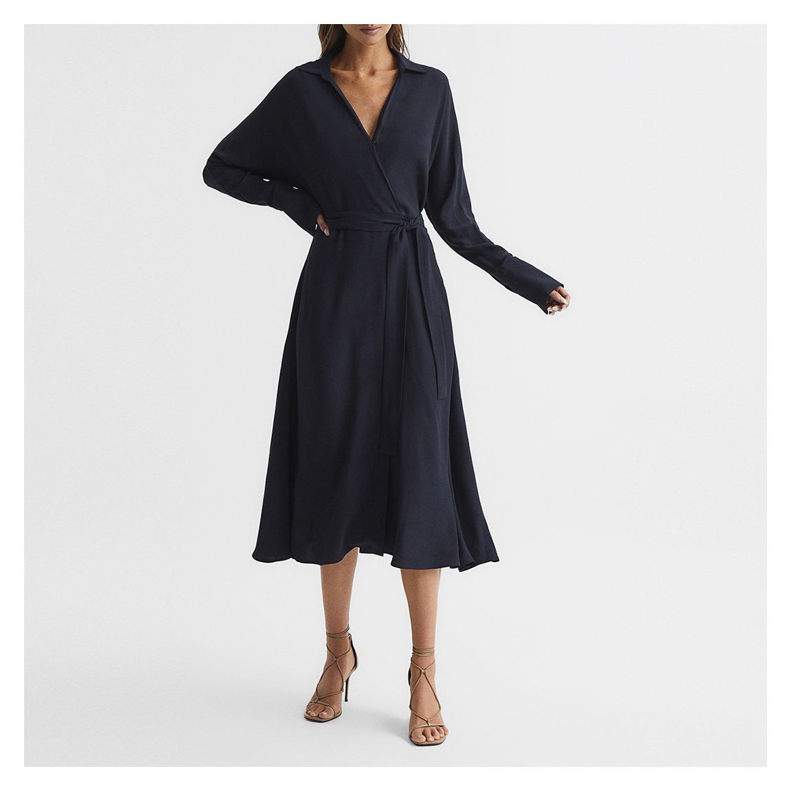 Navy Cecily Midi Shirt Dress main product photo