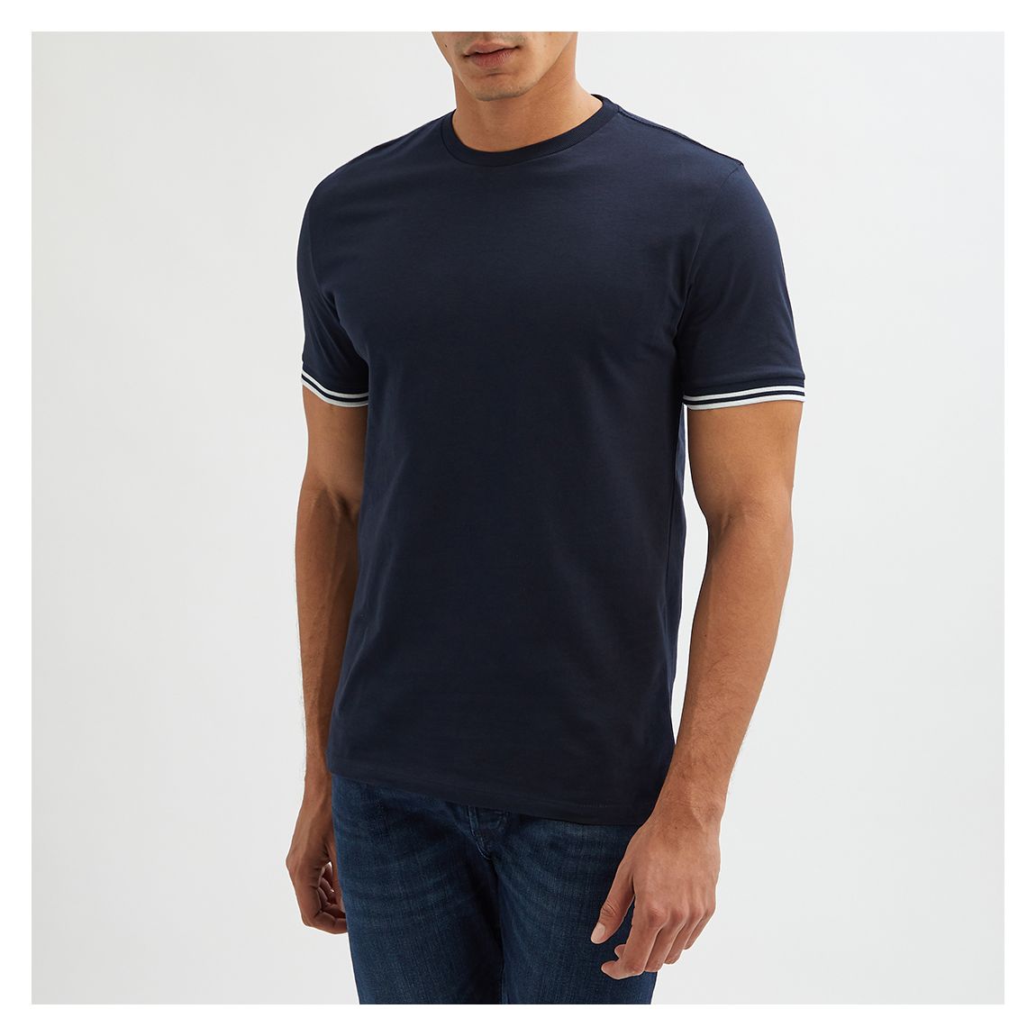 Navy Harrison Contrast Tipping Cotton T-Shirt main product photo
