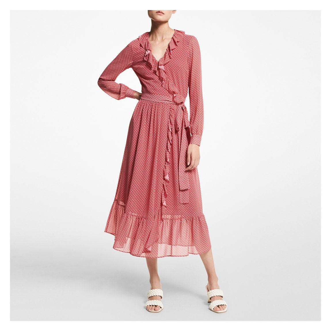 Red Mini Bicolor 60S Floral Midi Dress main product photo