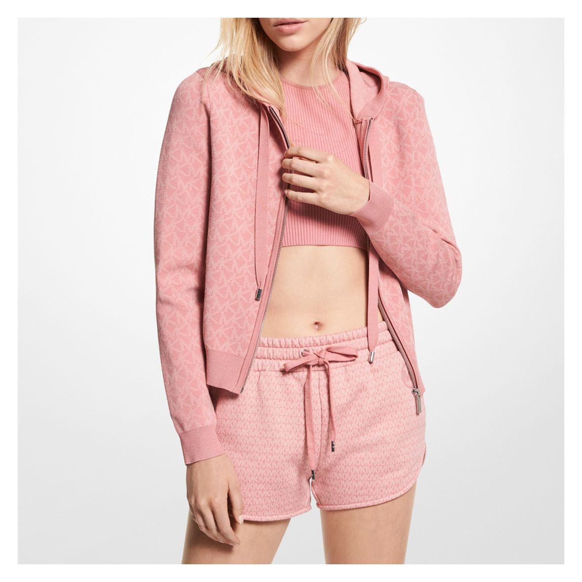 Pink Eco Mk Knitted Zip Hoodie main product photo