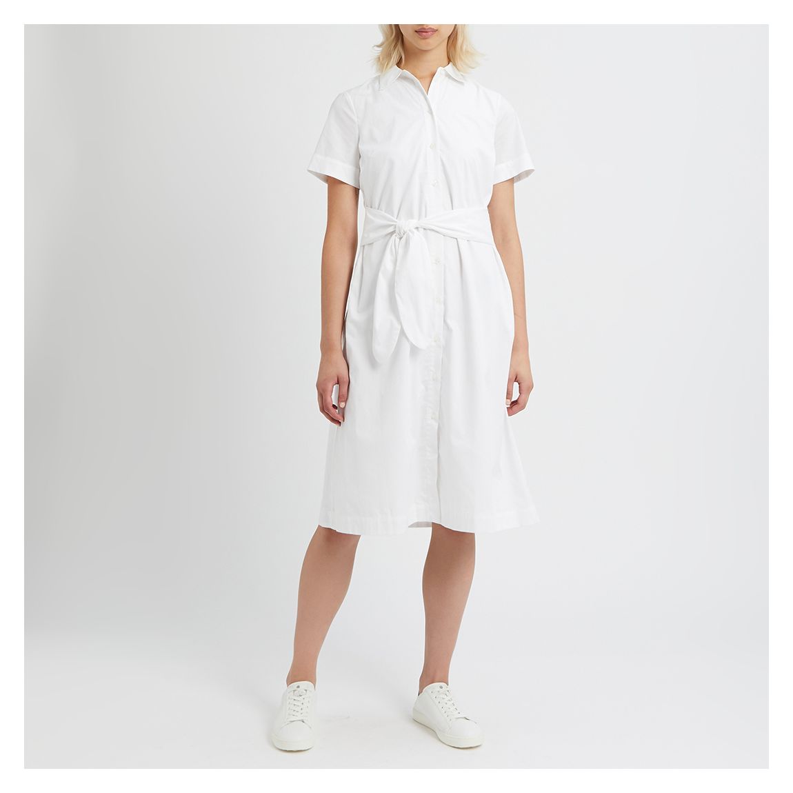 White Tie Front Shirt Dress main product photo