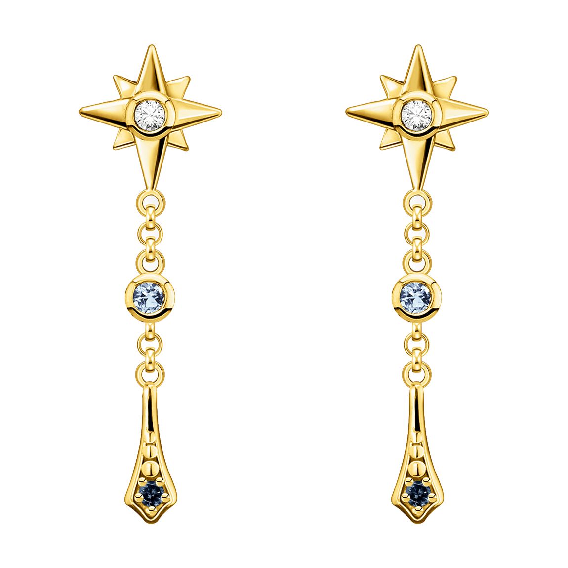 18K Yellow Gold Plating Dark Blue Earrings main product photo