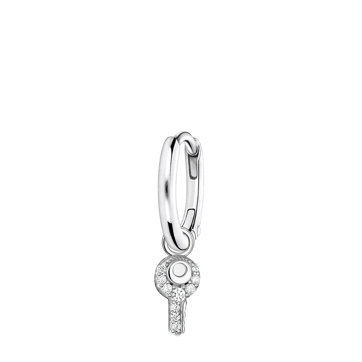 925 Sterling Silver Charming Single Hoop Earring With Pendant main product photo