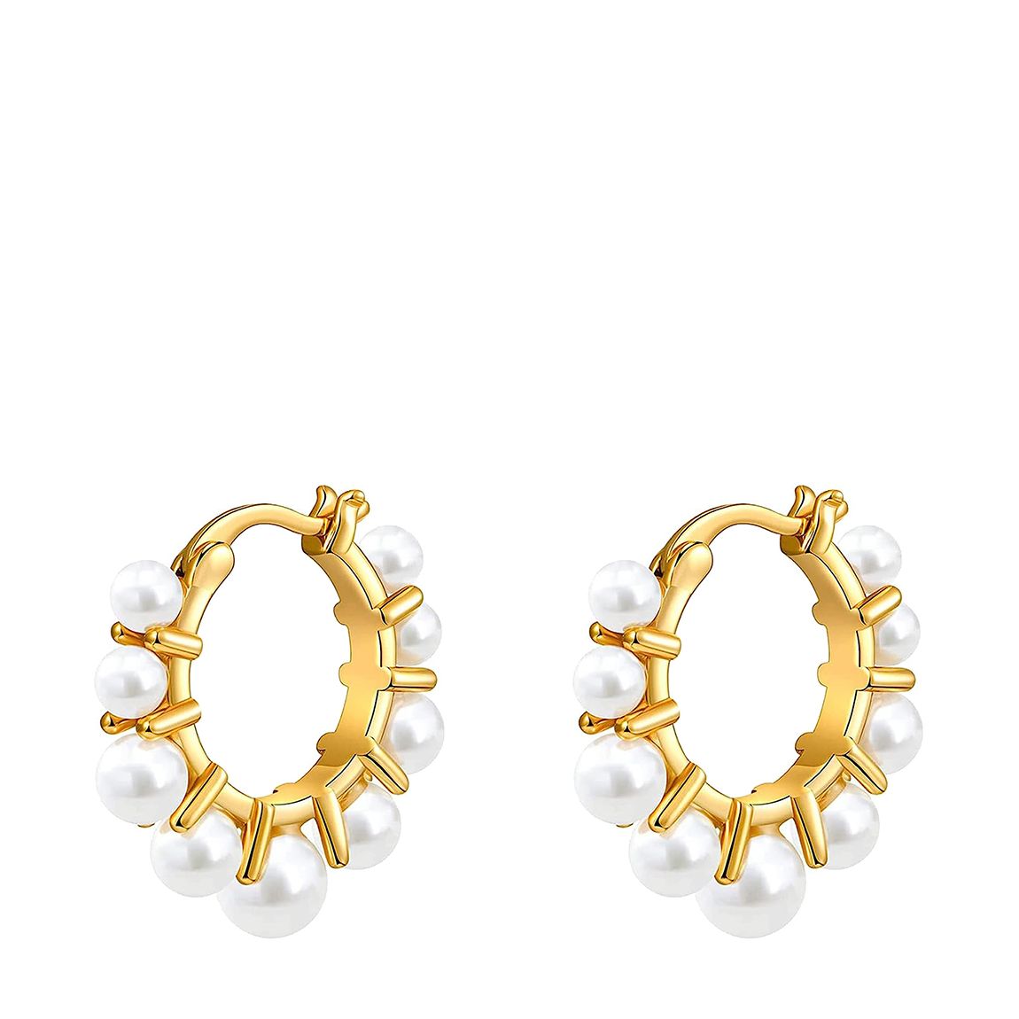 18K Gold Pearl Mini Hoop Earrings main product photo