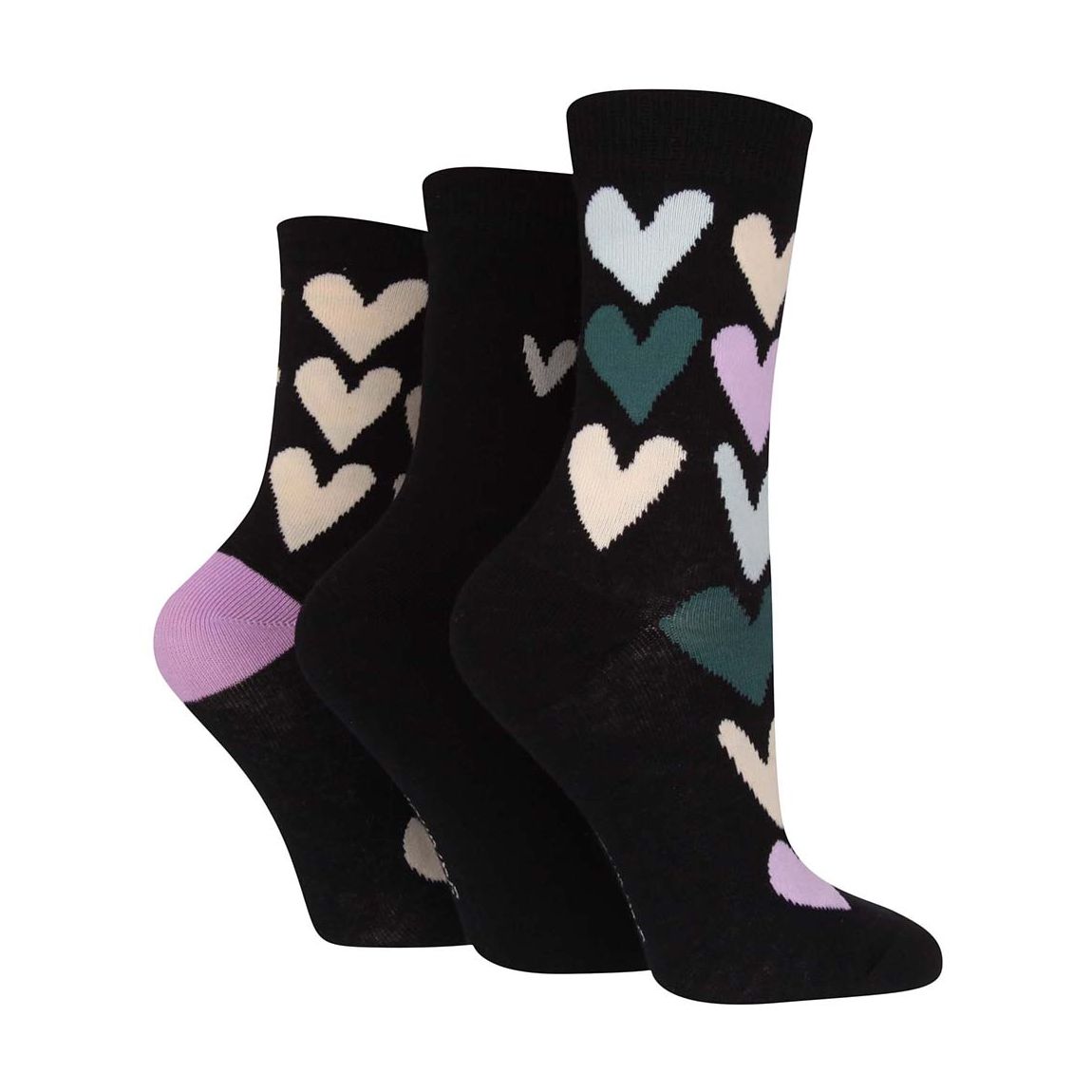Black 3 Pack Filled Heart Socks main product photo