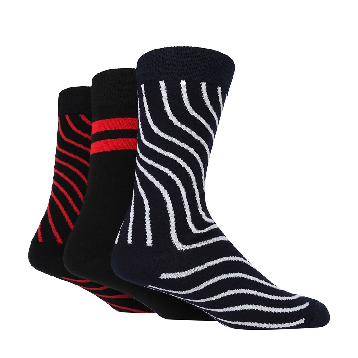 Red 3 Pack Wave Stripes Socks main product photo