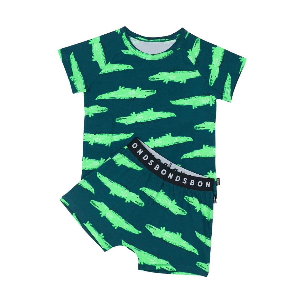 Green Sneaky Croc Tee/Short Sleep Set main product photo