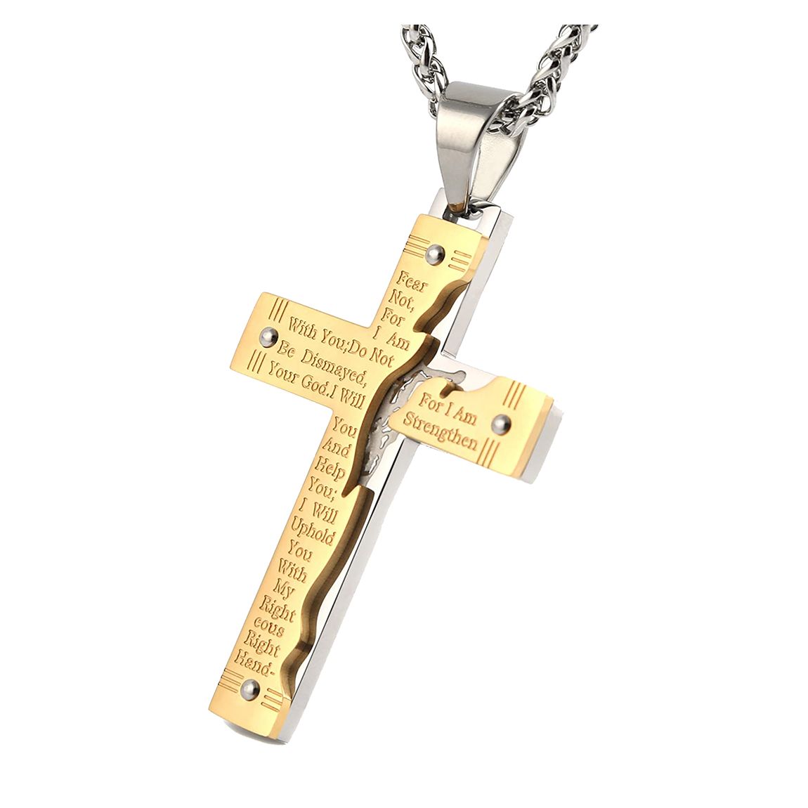 18K Gold Two Tone Spiritual Necklace main product photo