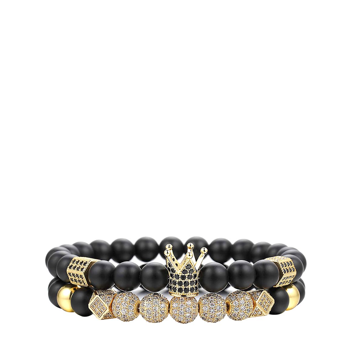 18K Gold Multi Cz Black Onyx Bracelet Set main product photo