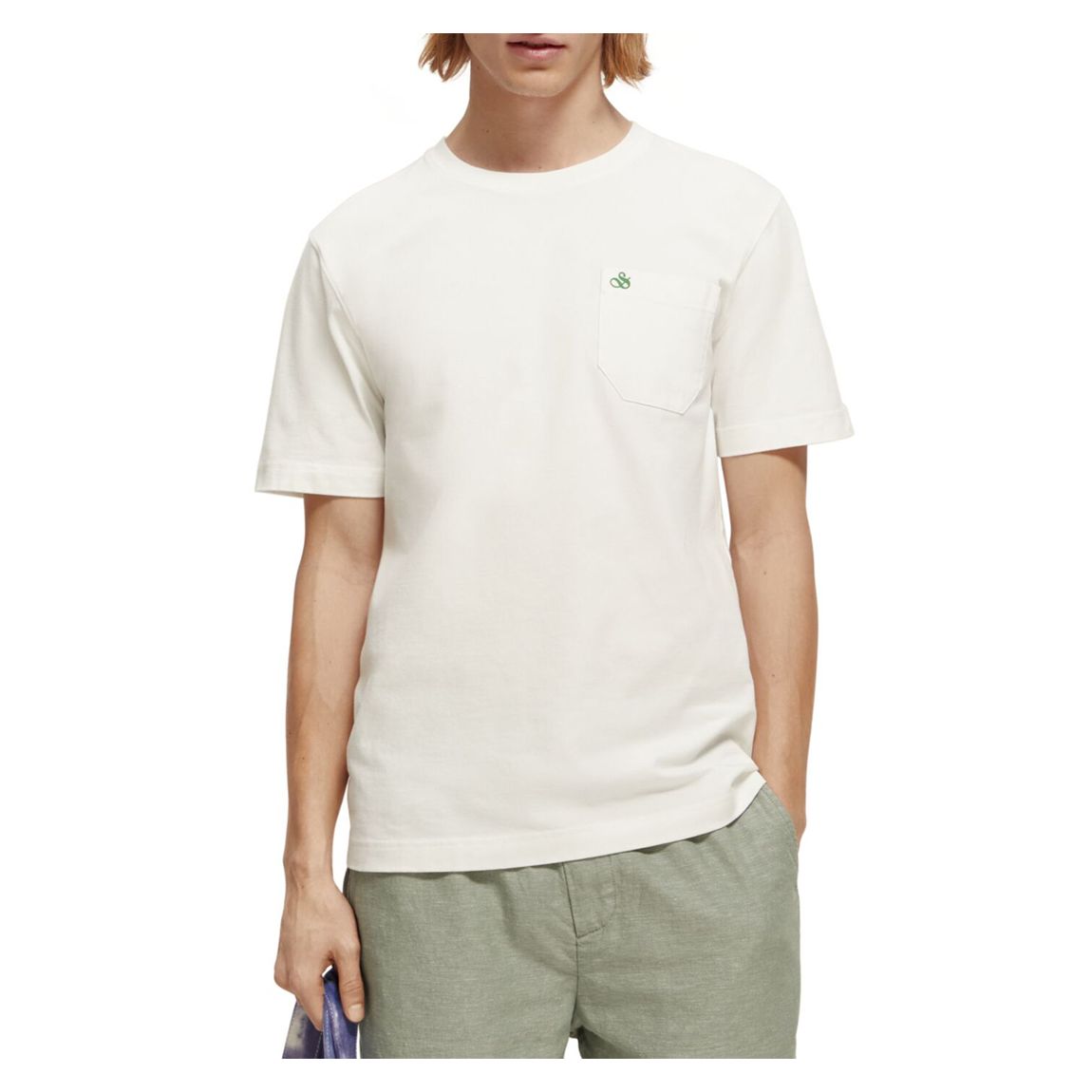 White Crewneck Pocket Cotton T-Shirt main product photo