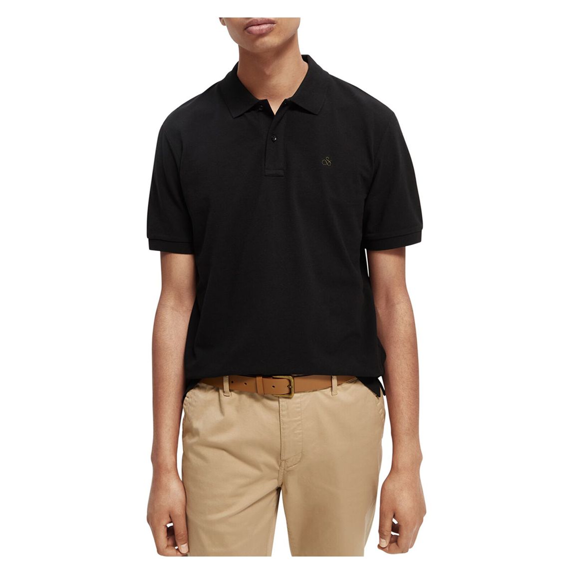 Black Essentials Cotton Polo Top main product photo