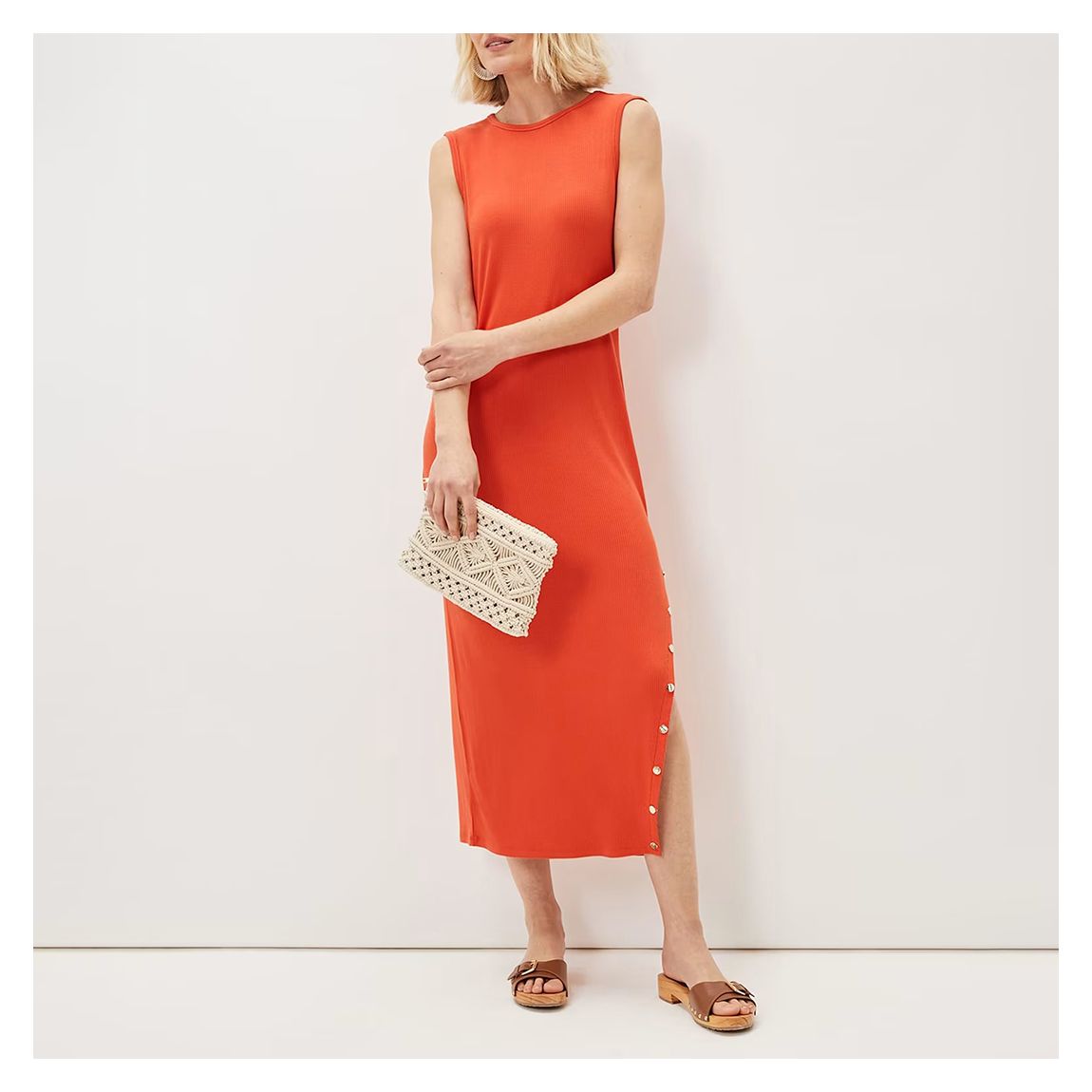 Orange Reya Ribbed Midi Dress main product photo