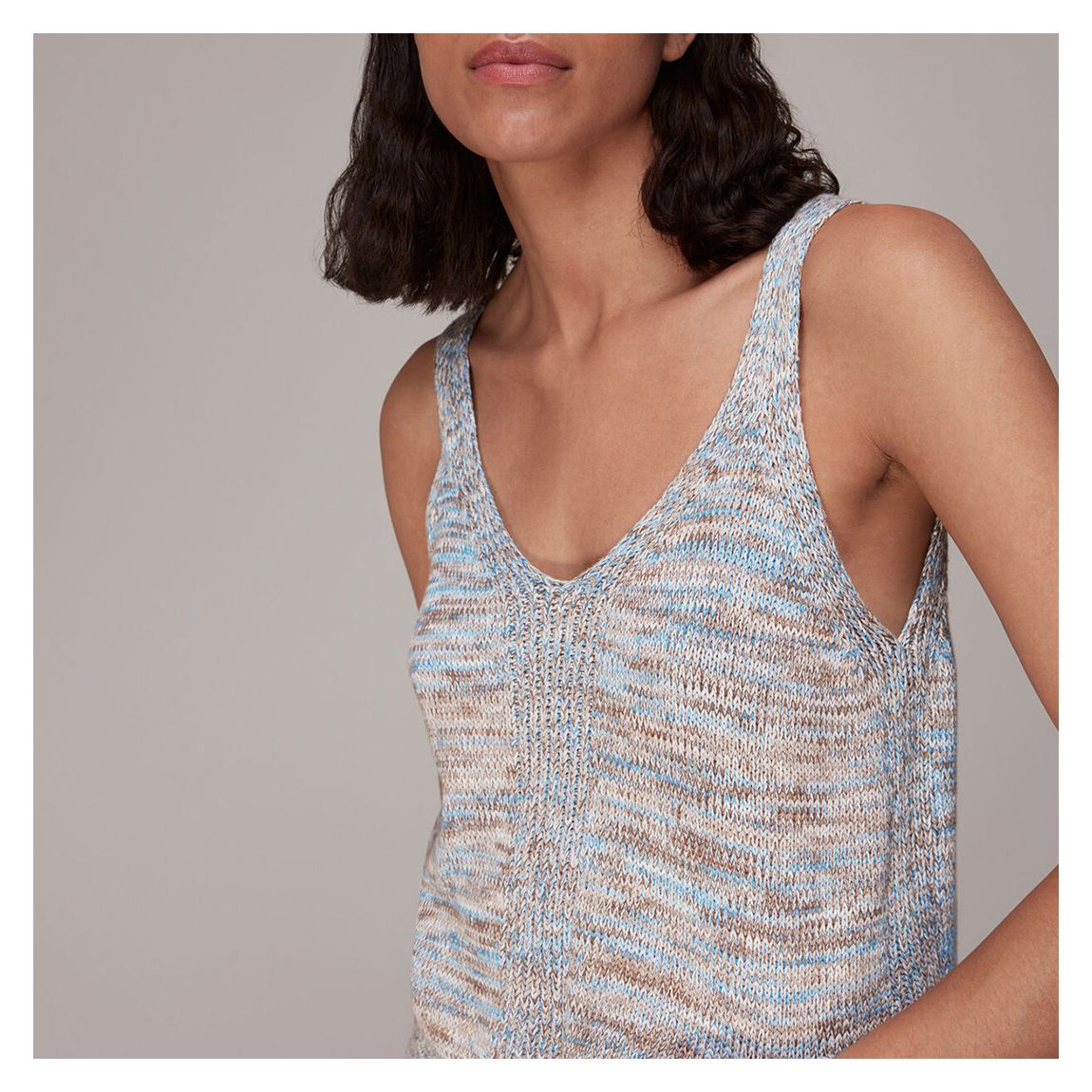 Blue Dakota Flecked Cotton Tank Top main product photo