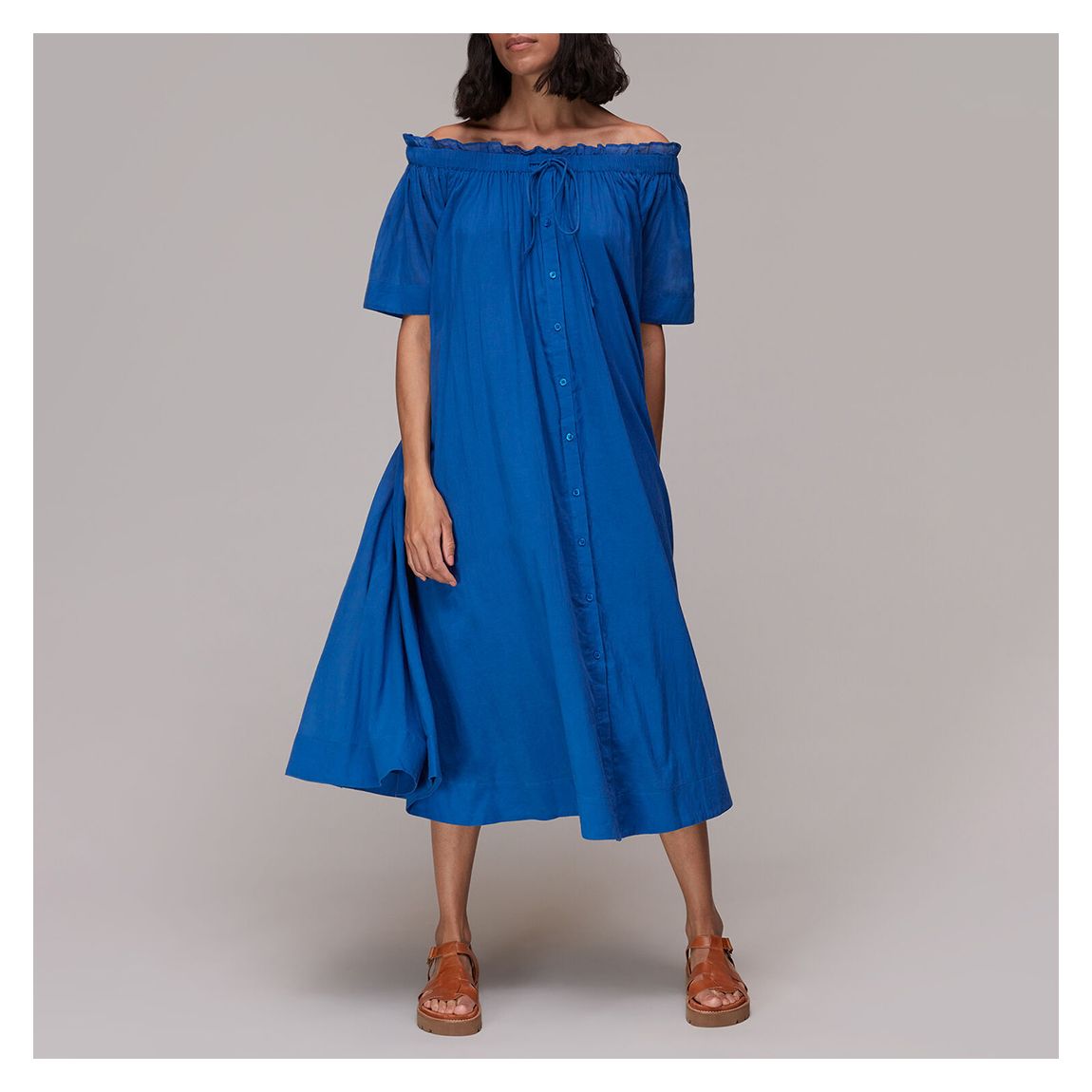 Blue Bardot Trapeze Midi Dress main product photo