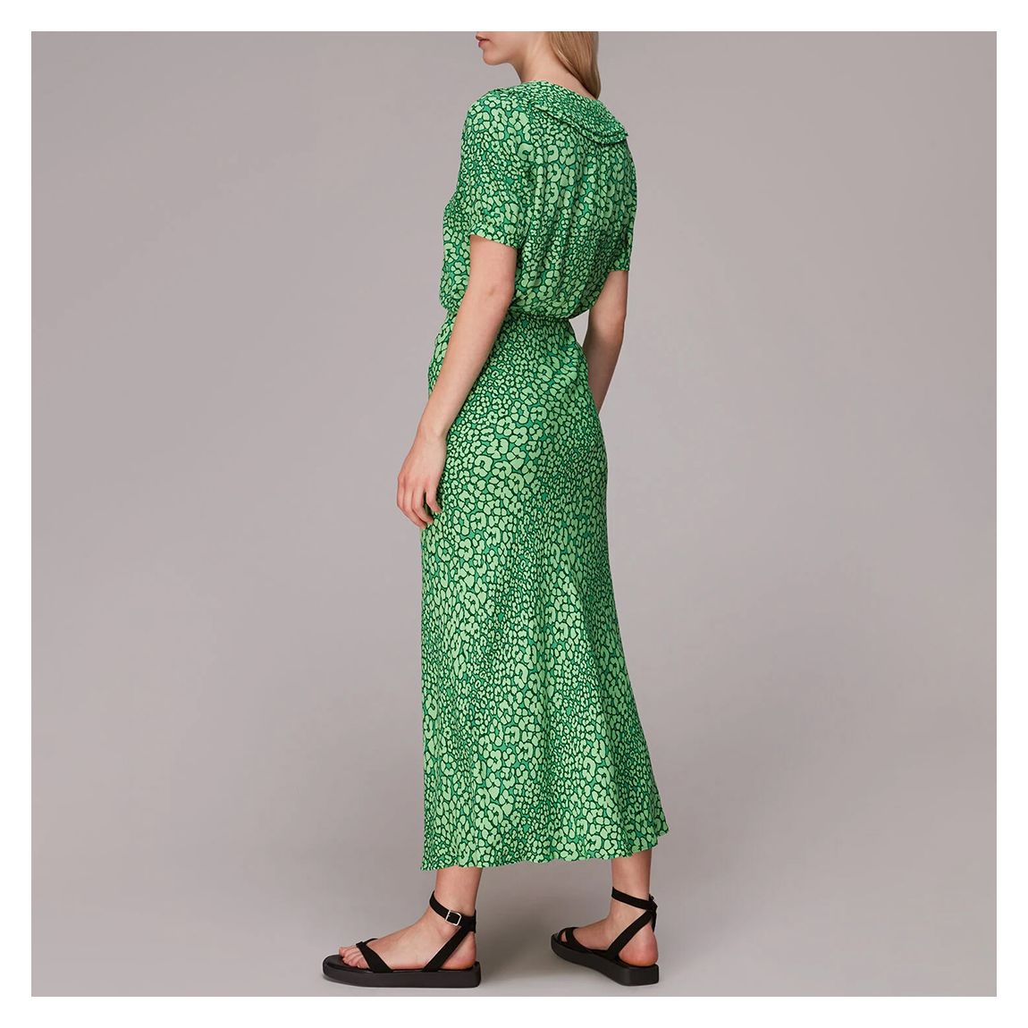 Green Printed Bias Cut Skirt main product photo