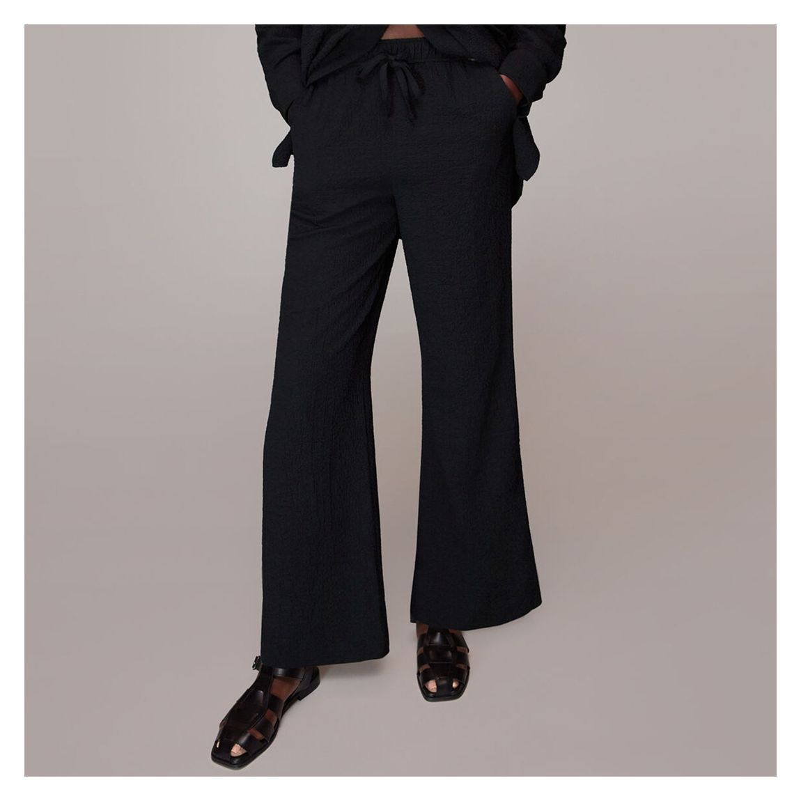 Black Luna Crinkle Trousers main product photo