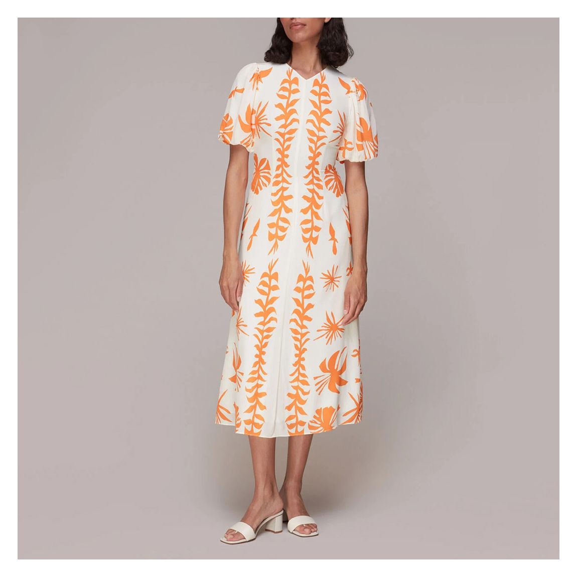 White Cora Printed Silk Dress main product photo