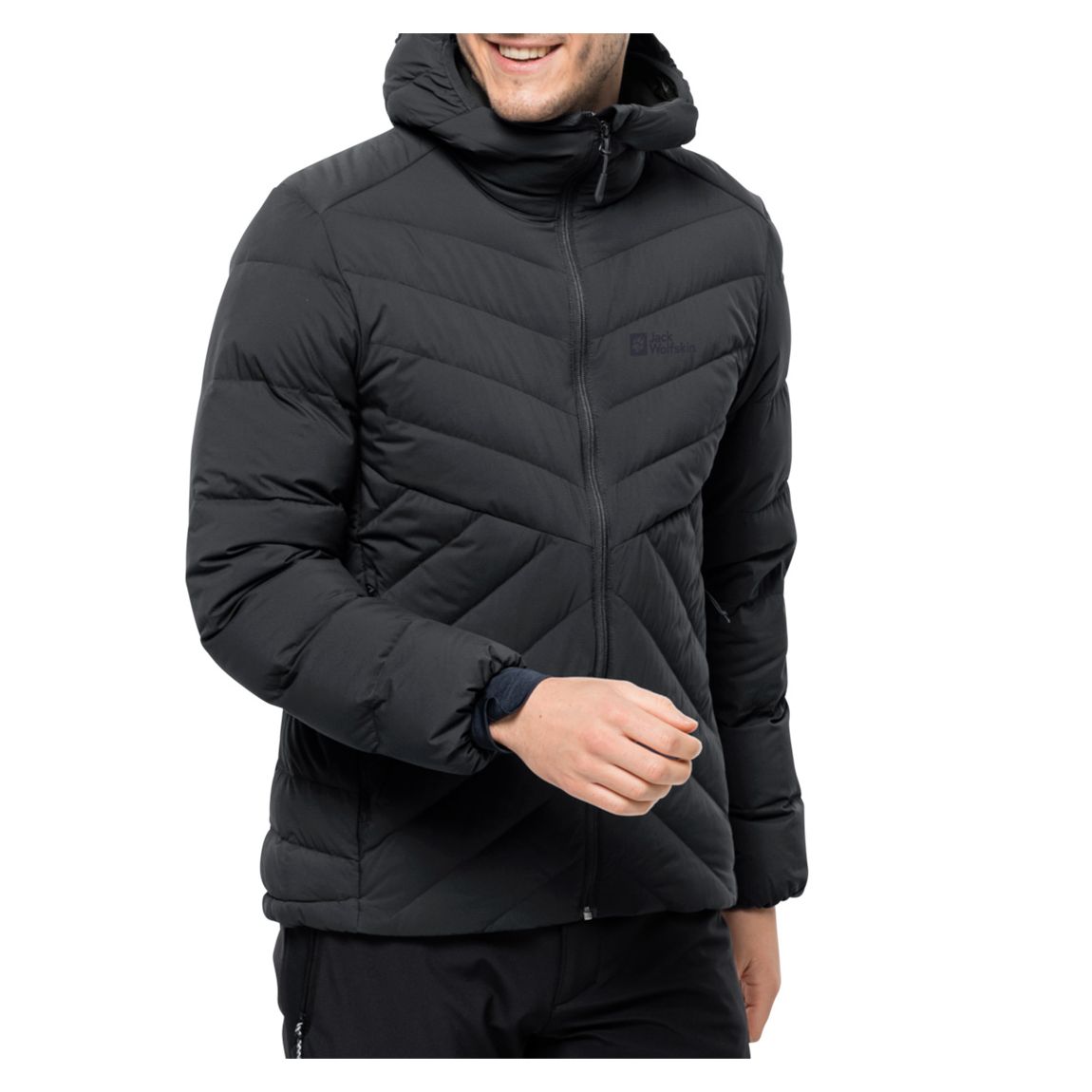 Black Athletic Down Hooded Weather Resist Jacket main product photo