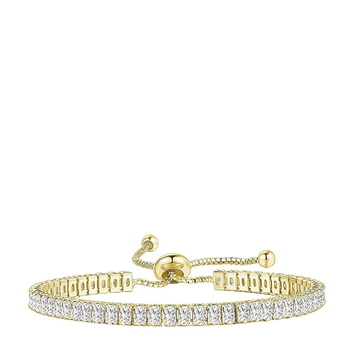 18K Gold Emerald Cut Adjustable Tennis Bracelet main product photo