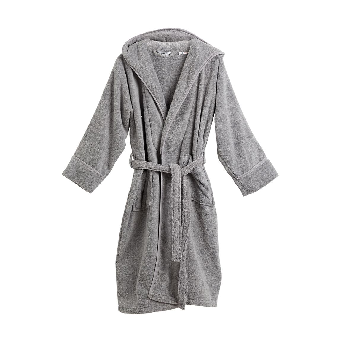 Plush Hooded L/XL Robe, Grey main product photo