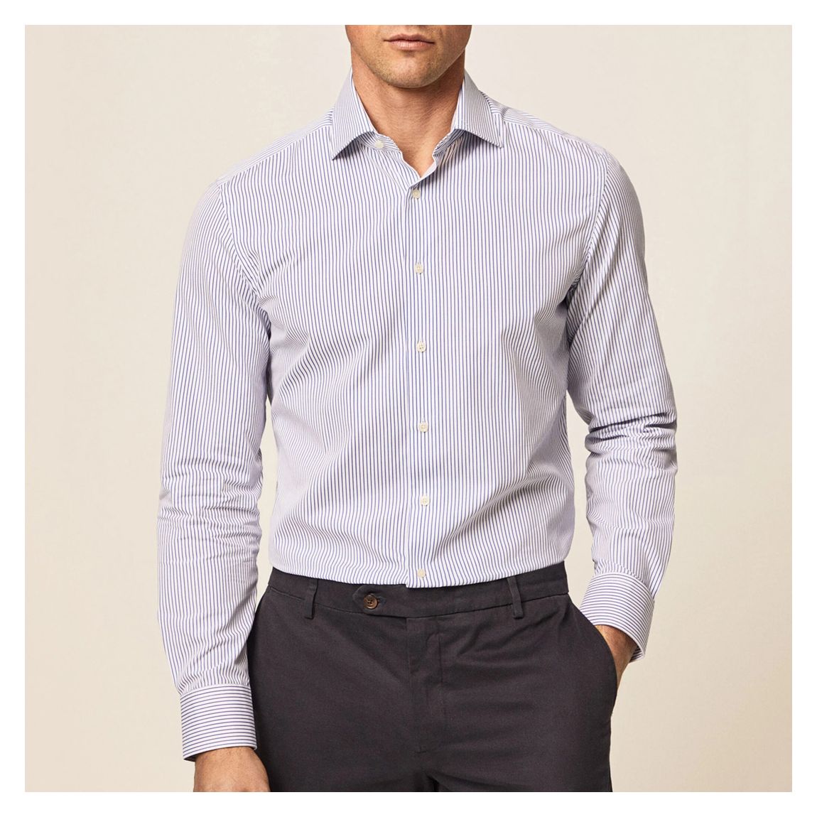 Blue Striped Long Sleeve Cotton Shirt main product photo