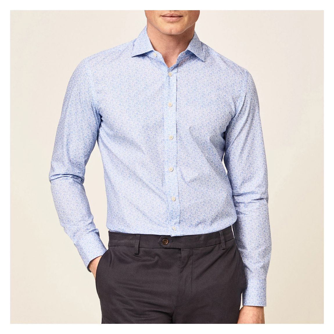 Blue Shell Print Cotton Shirt main product photo