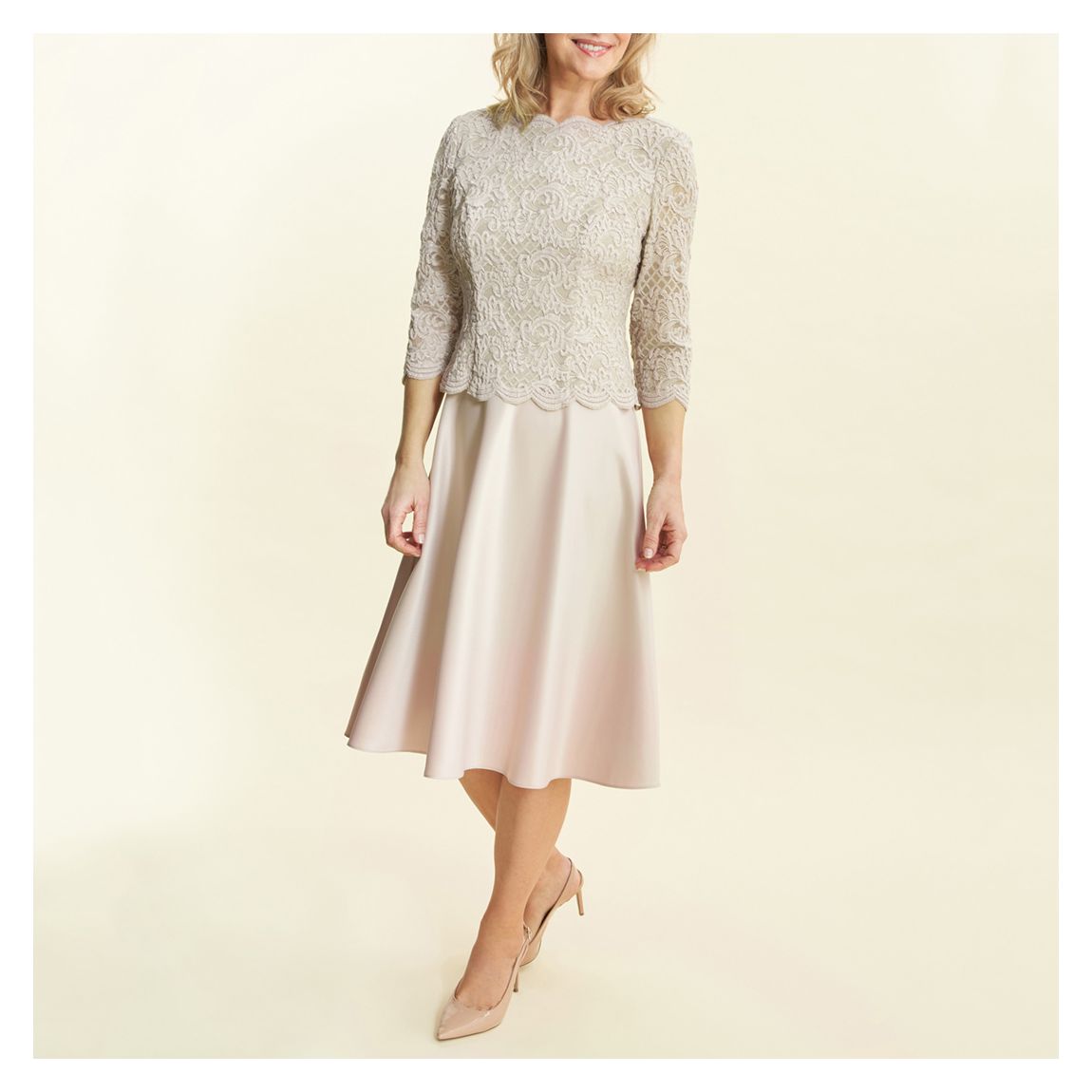 Taupe Sara Lace Dress main product photo