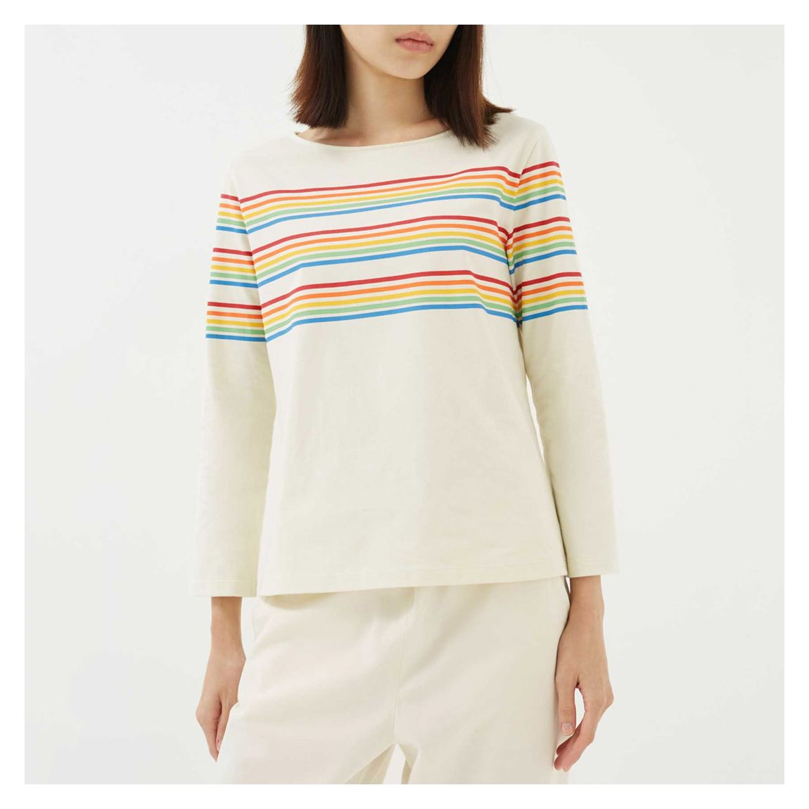 Cream Stripe Cotton T-Shirt main product photo