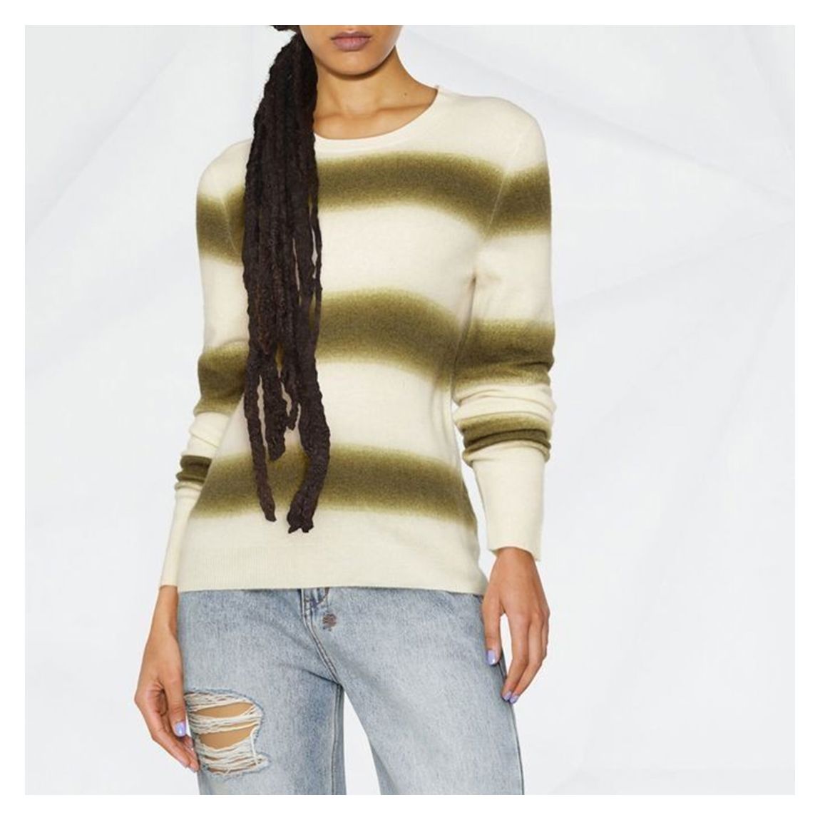 Khaki Ombre Stripe Cashmere Jumper main product photo