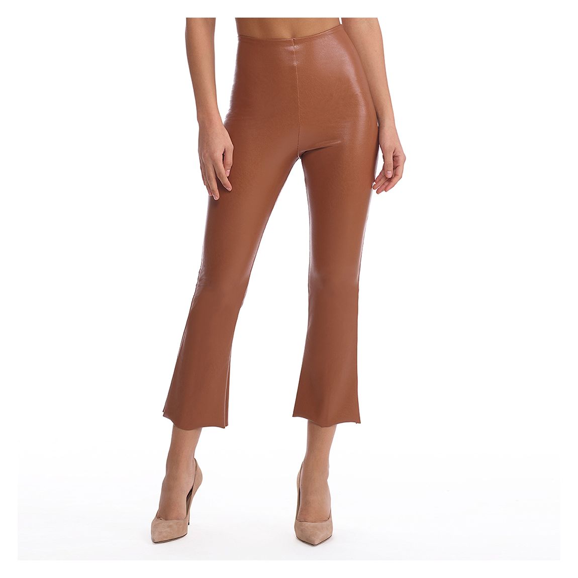 Light Brown Faux Leather Crop Flare Legging main product photo