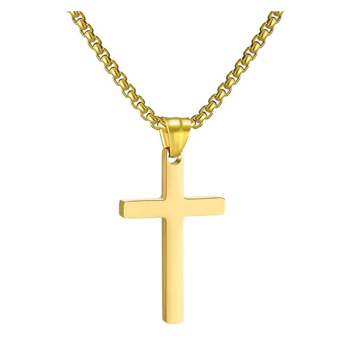 Men's 18K Gold Polished Cross Necklace main product photo
